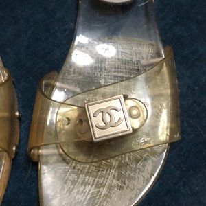Vintage Chanel Dr. Scholl style flip flop, clear